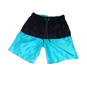 Black and turquoise George  swim trunks